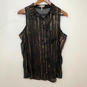 Kirra Off the Shoulder Sheer Button Down Shirt